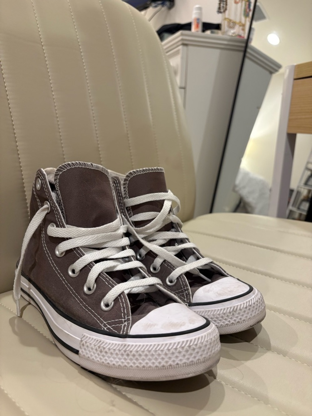 NEVER WORN Converse High-Top Canvas Sneaker in Grey